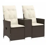 vidaXL Gartensofa 2-Sitzer Verstellbar mit Tisch 365 x 71 x 66 cm Braun