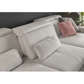 Set One by Musterring Ecksofa »SO 3400 Sitzhöhe 47cm oder 49cm, Sitztiefe verstellbar, B/T: 307/195cm« whlw. mit Funktion, Kaltschaum, in Cord, silver, Sitzhöhe 47