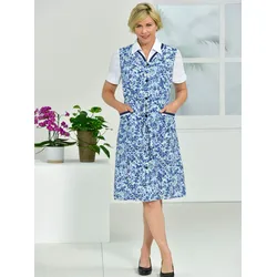 Kochschürze CLASSIC BASICS, Damen, Gr. 50, blau (aqua, bedruckt), Baumwollmischung, Polyester, Polyester, Schürzen
