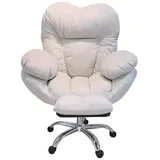 Relaxsessel mit Aufstehhilfe Gaming Rückenlehne Lazy Sofa Heimbüro Schreibtischstühle für Wohnzimmer, Gaming-Stühle bequeme Büro-Schreibtischstühle Sessel für Schlafzimmer (Farbe: Beige mit Fußstütze)