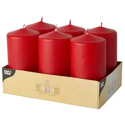 PAPSTAR 24 Stumpenkerzen Ø 60 mm · 115 mm rot