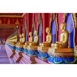 Fototapete PAPERMOON "Statuen in Tempel", bunt, B:3,00m L:2,23m, Vlies, Tapeten