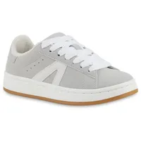 Stiefelparadies Damen Sneaker Low in Hellgrau