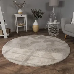 Fellteppich PACO HOME "Kunstfell Soft 380", beige, H:14mm Ø:200cm, Polyester, Teppiche, Fellteppich, Langflor, Kuschelteppich - besonders weich, Uni-Farben