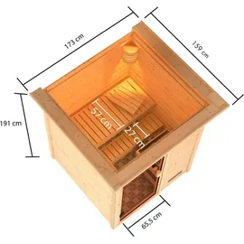Karibu Sandra inkl. 9 kW Ofen + ext. Steuerung + Dachkranz