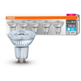 Osram LED Base PAR16, Sockel: GU10 Nicht Dimmbar, Kaltweiß, Ersetzt eine herkömmliche 35 Watt Lampe, 36 5er Pack