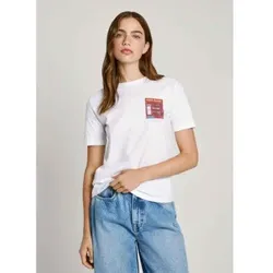 Pepe Jeans für Damen. PL505976 Gwendolyn T-shirt weiß (XL), Lässig, Kurzarm, Bio-Baumwolle, Nachhaltig