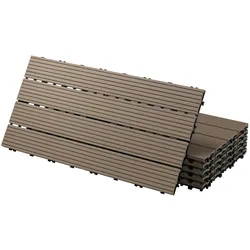 ECD Germany 24xWPC Terrassenfliesen Balkonfliese Klickfliese Fliesen 60x30cm Dunkelbraun 4m2