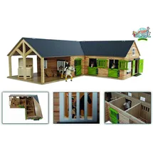 Kids Globe Pferdehof 1:24 mit 3 Boxen und Faltdach