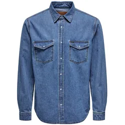 Only & Sons Herren Freizeit Hemd ONSBANE DENIM Regular Fit Blau 22023247 L