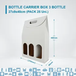 25x Leere weiße Kartonbox für 3 Weinflaschen 27x9x40cm - Verpackung für Weinflaschen für Weihnachts-, Oster-, Geburtstagsgeschenke, für Weinkeller