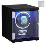 Vevor Uhrenbeweger, Automatik-Uhrenbeweger, Watch Winder, Uhrenbeweger für Automatikuhren, Automatischer Uhrenbeweger mit Platz für 1 Uhr, LED Beleuchtung, 150–207 mm Einstellbare Riemenlänge