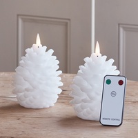 Lights4fun 2er Set LED TruGlow® Tannenzapfen Kerzen mit Fernbedienung Timer Batterie Innen Weihnachts Deko Advent