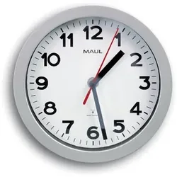MAUL Wanduhr/Funkuhr MAULstep, Durchmesser: 200 mm, silber