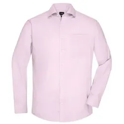 Langarm Herrenhemd Micro-Twill JN682, pink, Größe M - pink - M