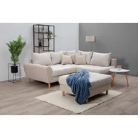 Home Affaire »Rice L-Form«, (Set, mit Hocker & Kissen, Ottomane beidseitig montierbar, beige