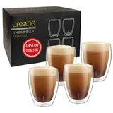 Creano PREMIUM doppelwandige Trinkgläser 400ml - 4er Set - Gastronomie Qualität - 100% Spülmaschinenfest - NEUHEIT 2024