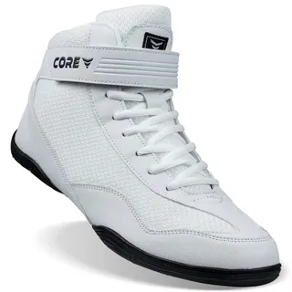 CORE Ringerschuhe für Herren, Damen und Kinder – rutschfeste Kampfsportschuhe – Robuste Trainingsschuhe Geeignet für Wrestling, Crossfit und Gewichtheben – Kampfsport Schuhe - Weiß, 48 EU - 48 EU