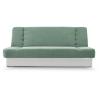 MOEBLO Schlafsofa Cyprus, Sofa Kippsofa Klappsofa Clic-Clack Couch für Wohnzimmer Federkern Sofagarnitur Polstersofa - 192x85x92 cm -, mit Bettkasten und Schlaffunktion grün|weiß