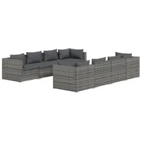 vidaXL 9-tlg. Garten-Lounge-Set mit Auflagen Poly Rattan Grau