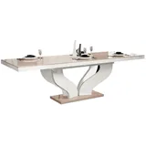 designimpex Esstisch Design Tisch HEB-222 Cappuccino / Weiß Hochglanz ausziehbar 160-256 cm braun