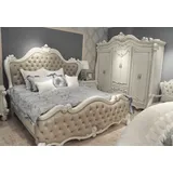 JVmoebel Schlafzimmer-Set Klassisches Schlafzimmer Set aus Holz und Leder in Weiß, Made in Europa weiß