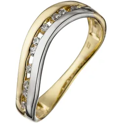 Goldring JOBO Gr. 60, gold (gelbgold 333), Fingerringe, Damen, 60, Gelbgold 333-Weißgold 333, Gelbgold 333, Weißgold 333, 333 Gold bicolor mit Zirkonia