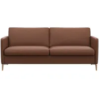 FLEXLUX 2-Sitzer »Fiore Designsofa, bequem und komfortabel durch hochwertigen Sitzaufbau«, breite Armlehnen, Kaltschaum, Füße Alu+ Eiche braun