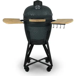 KAMADO YOKO18 H.Koenig Japanischer Holzkohle-Keramikgrill 46 cm Langsames, bis 450 °C gleichmäßige Wärmeverteilung, 3-5 Personen, schwarz