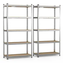 VOUNOT Lagerregal 2er Set Metall 180x90x40cm schwarz