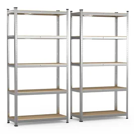 VOUNOT Lagerregal 2er Set Metall 180x90x40cm schwarz