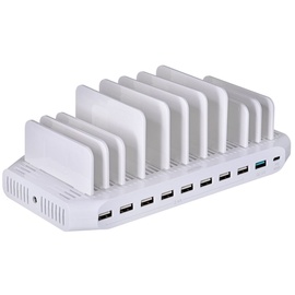 UNITEK USB Ladestation 10 Port/USB Ladegerät mit Dockingstation/Organizer für iPhone, Smartphone, Tablet/ 1x QC 3.0 160W/ 1x USB Typ C/Universal Y-2190