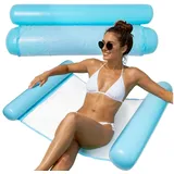 Moto Active Luftmatratze Wasserhängematte aufblasbar Pool Luftmatratze Netz Kopfkissen Strand, (Wasserhängematte Badeinsel in 3 Farben, 1-St., 120x70cm), Netzfläche Kopfkissen Pool Strand blau