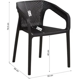 Homestyle4u Gartenstuhl Kunststoff schwarz 2er Set