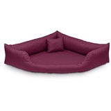 Juelle Orthopädisches Hundebett Eckbett mit Orthopädischer Hundematratze, Abnehmbarer Schutzhülle, Maschinenwäsche möglich, Dakota M-XXL (120x90cm, Bordeaux)