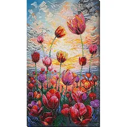 Perlen-Stickbild "Frühjahrs-Rhythmus", 24 x 42 cm