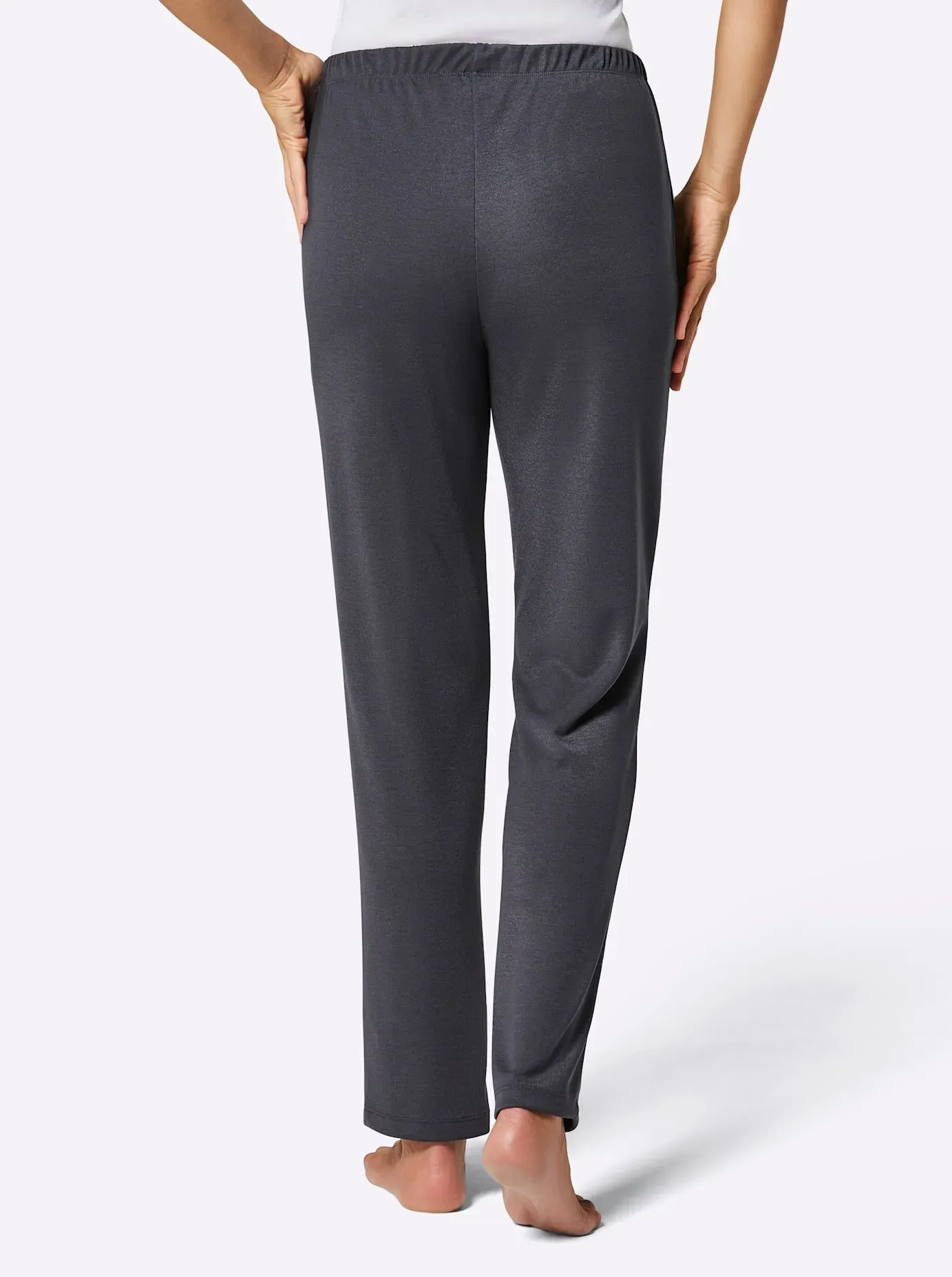 Schlupfhose FEEL GOOD, Damen, Gr. 20/21, Kurzgrößen, grau (graphit), 70% Polyester, 30% Viskose, unifarben, Hosen Schlupfhose