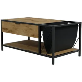 Hago HAGO® Rasenwalze 100x54x45cm Eiche Stahlgestell Schublade Wohnzimmertisch Tisch