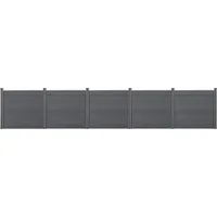 [neu.holz] Lamellenzaun 770 x 165 cm Grau/WPC