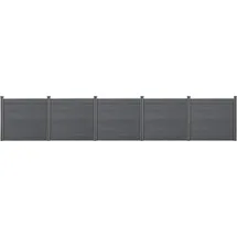 [neu.holz] Lamellenzaun 770 x 165 cm Grau/WPC