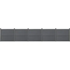 [neu.holz] Lamellenzaun 770 x 165 cm Grau/WPC