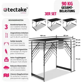 Tectake Tapeziertisch 300 x 60 x 73 - 94 cm 10 m Schwarz