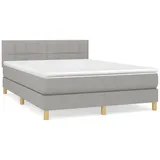 vidaXL Boxspringbett mit Matratze Hellgrau 140x200 cm Stoff