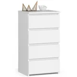 akord furniture factory AKORD Kommode CL4 Weiß 40 cm 4 Schubladen B40 x H74 x T35 cm