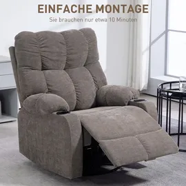 Homcom Relaxsessel mit Liegefunktion 96 x 108 x 0 cm Braun/Bronze drehbar