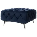 s-style möbel Chesterfield Polsterhocker River Mit Metall Füßen, Blau Samt