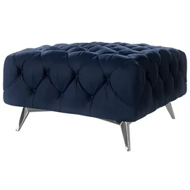 s-style möbel Chesterfield Polsterhocker River Mit Metall Füßen, Blau Samt