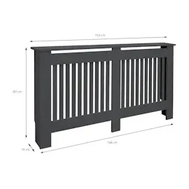 ML-Design ecd Germany Heizkörperverkleidung Landhausstil 152x19x82cm Anthrazit, mdf lackiert, für Wohnzimmer Heizungsverkleidung Heizkörperabdeckung -