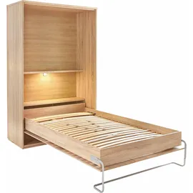 Priess Schrankbett PRIESS "Ancona", braun (struktureichefarben hell), H:211cm, Schrankbetten, mit Regal und LED-Beleuchtung