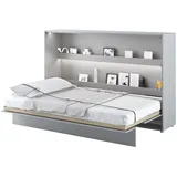 MEBLINI Schrankbett Bed Concept - Wandbett mit Lattenrost - Klappbett mit Schrank - Wandklappbett - Murphy Bed - Bettschrank - BC-05-120x200cm Horizontal - Grau Matt mit Matratze